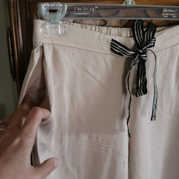MNG Basics | Slim Tapered Cropped Ankle Drawstring Pants  - Khaki Tan, Size XS - Picture 5 of 13
